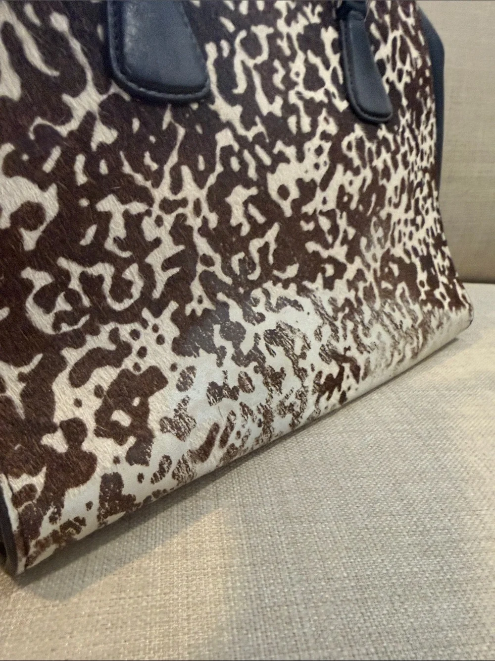Michael Kors Black and White Animal-Print Satchel